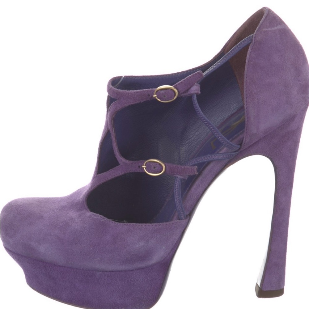 Yves Saint Laurent Purple Suede Heels